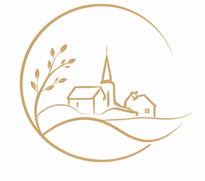 Logo des Dorfförderverein Sefferweich e.V. — Dorfszene mit Kirche und Hügeln